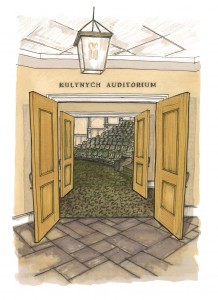 An artist's rendering of Kulynych Auditorium.  