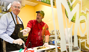 President Hatch serves at Moe's