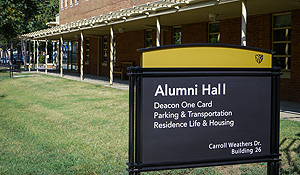 Alumni Hall sign