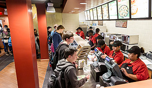 Students order in Subway.