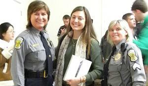 From left: Chief of Police Regina Lawson, freshman Jessica Lenoch, sergeant Lesia Finney 