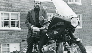 John Litcher on motorcycle (1977)