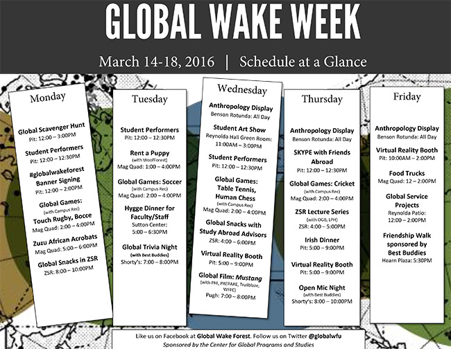 Events calendar for Global Wake Week