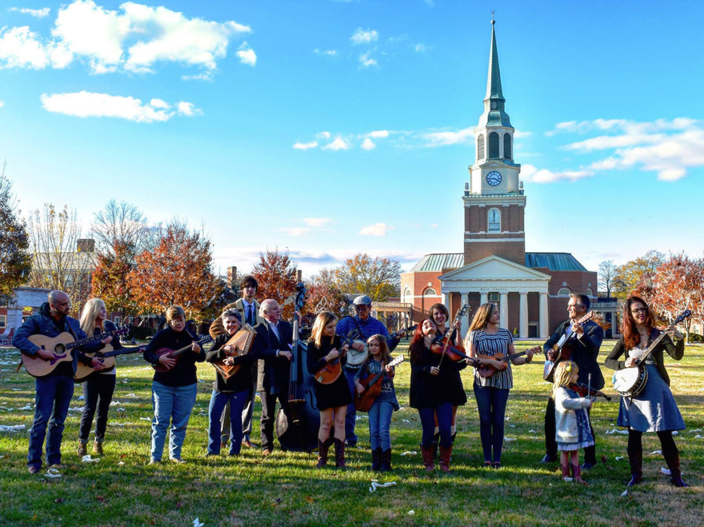 Unbroken Circle string band in front of Wait Chapel