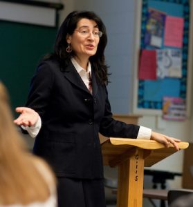 Professor Wanda Balzano teaches her British literature class