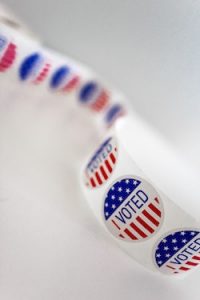 Roll of stickers with the words "I Voted"