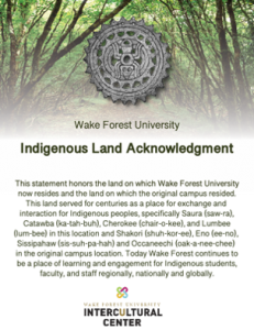 Flyer with the Indigenous Land Acknowledgement