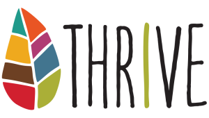 Office of Wellbeing logo: A leaf with eight colors representing eight dimensions of wellbeing, beside the word "Thrive"