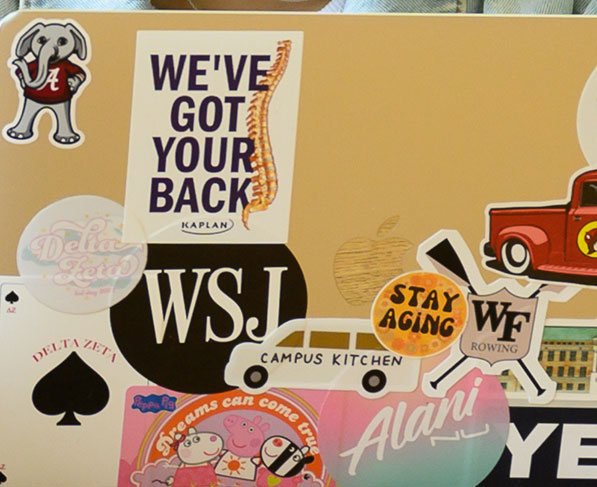 Laptop computer with stickers