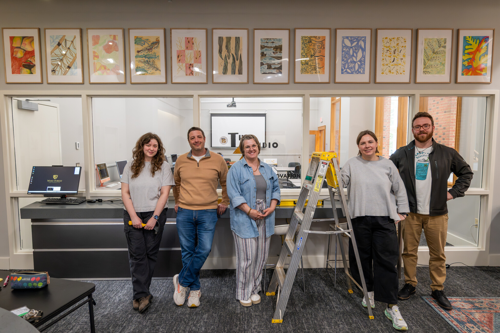 Students installing art