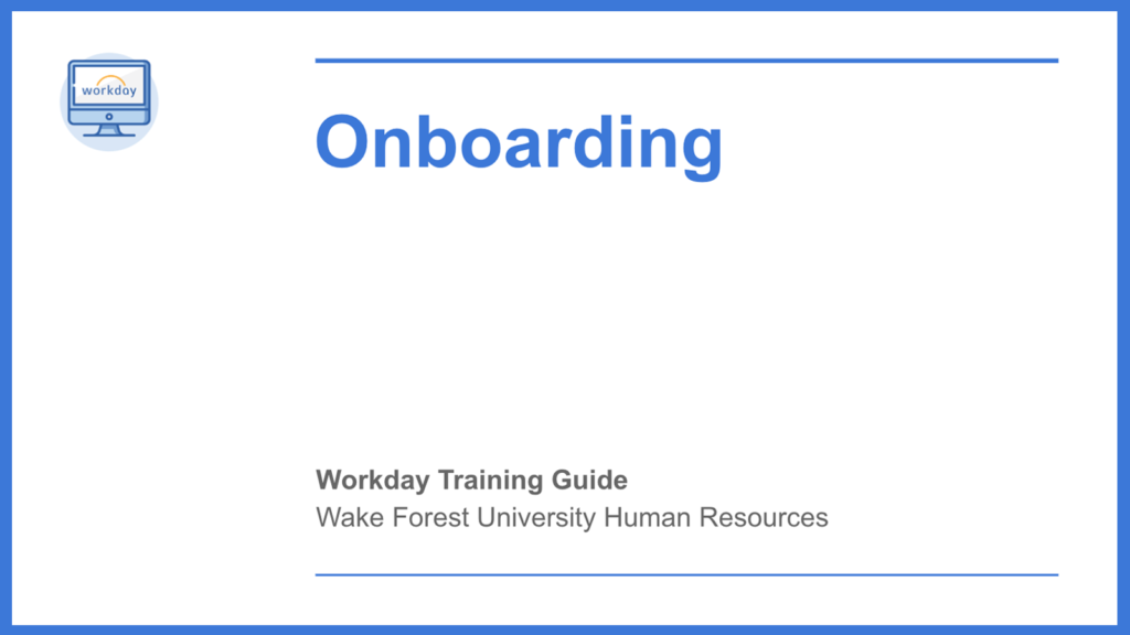 Onboarding Workday Training Guide Cover